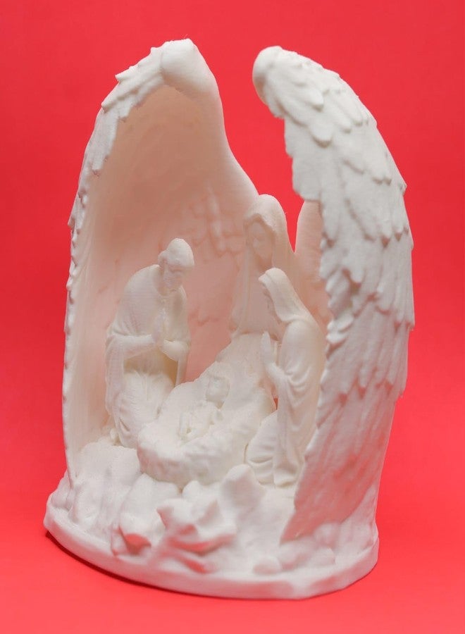 HICHISO Nativity Angel Scene Tealight Holder with Free TEALIGHT | Holy Family Christmas Decor Showpiece | Angel Wings Night Lamp for Prayer Room, Living Room | Spiritual Home Decor & Gift Item - Image 2
